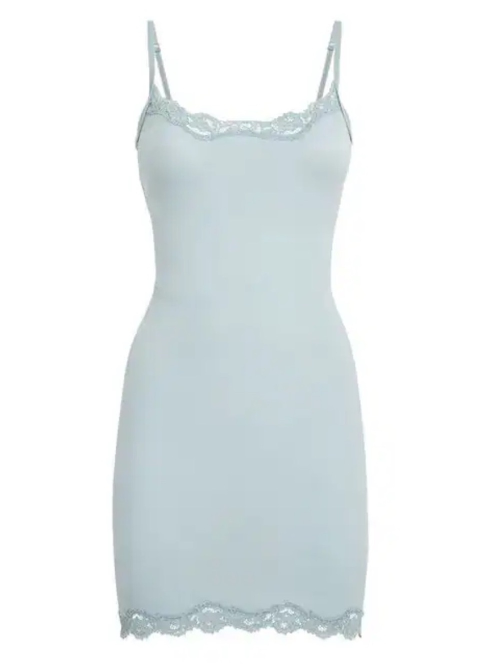 SKIMS Fits Everybody Light Blue Lace-Trim Slip Dress